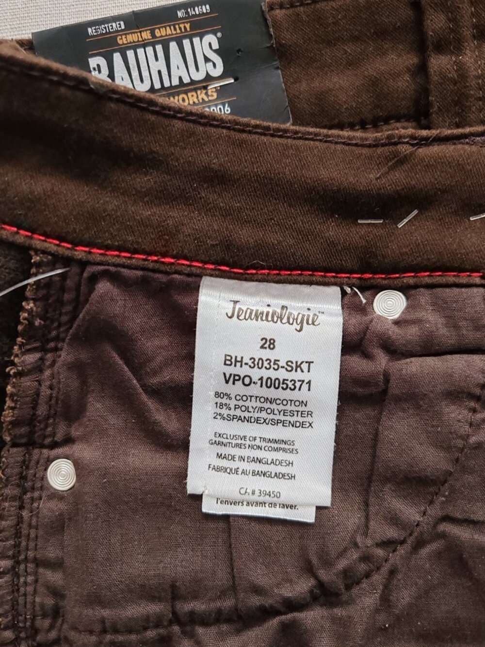Bauhaus Denimworks BH-3035-SKT Men's Straight Fit Pants - Brown - 28x33 - Picture 14 of 15